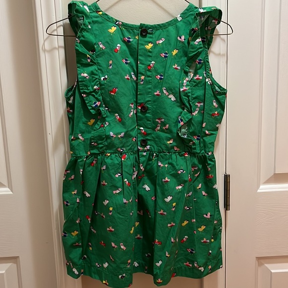 Hanna Anderson girls 14 top green w birds cotton ruffles - Picture 6 of 7